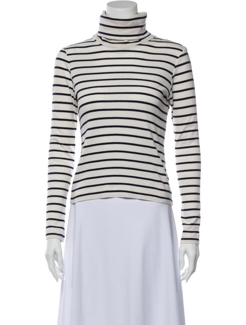 Veronica Beard Striped Turtleneck Sweater White