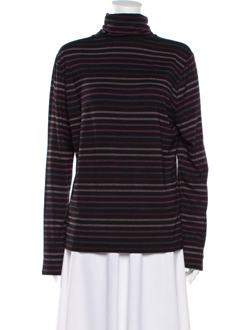 Veronica Beard Striped Turtleneck Sweatshirt Purpl