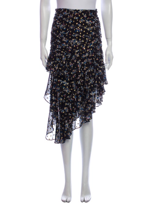 Veronica Beard Silk Midi Length Skirt Black
