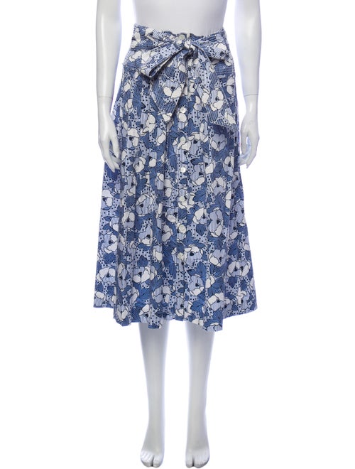 Veronica Beard Floral Print Midi Length Skirt Blue