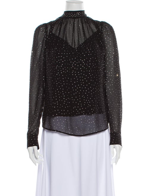 Veronica Beard Silk Mock Neck Blouse Black