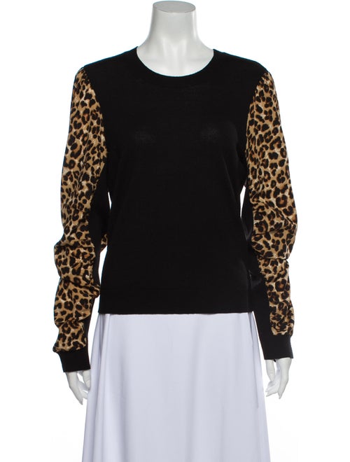 Veronica Beard Merino Wool Animal Print Sweater Wo