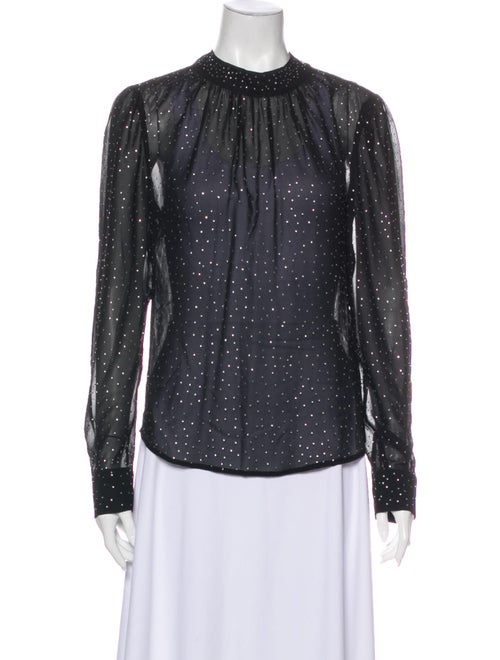 Veronica Beard Silk Polka Dot Print Blouse Black