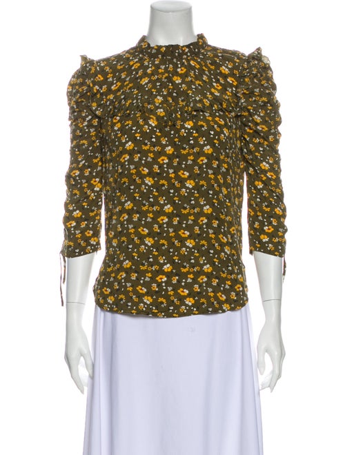 Veronica Beard Silk Floral Print Blouse Green