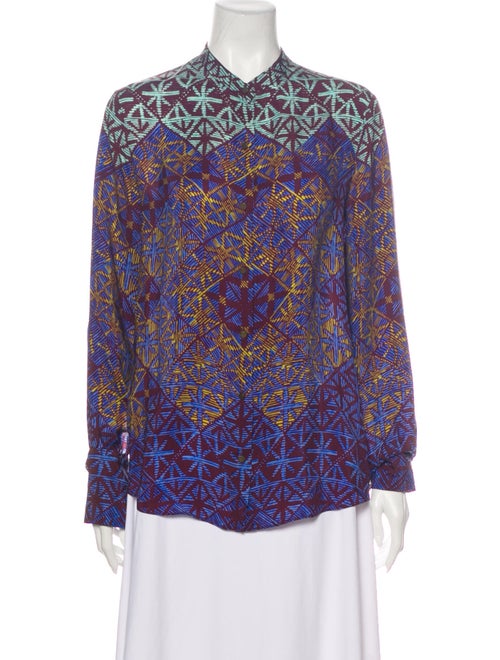 Veronica Beard Silk Printed Button-Up Top Purple