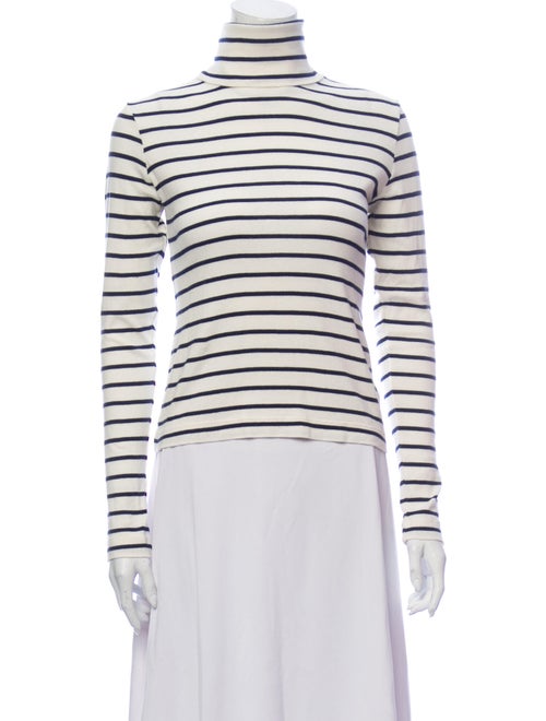 Veronica Beard Striped Turtleneck Sweater White