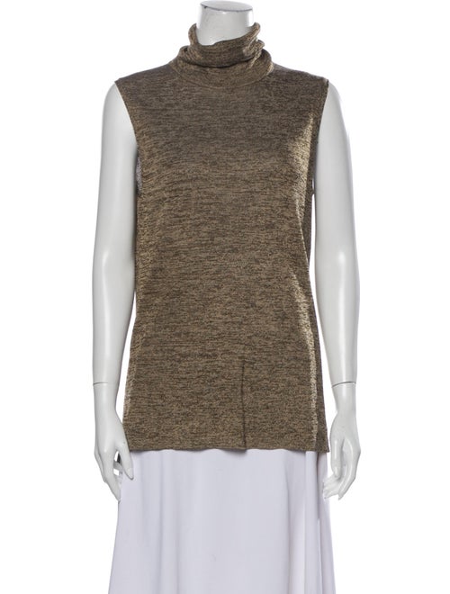 Veronica Beard Turtleneck Sleeveless Top Brown