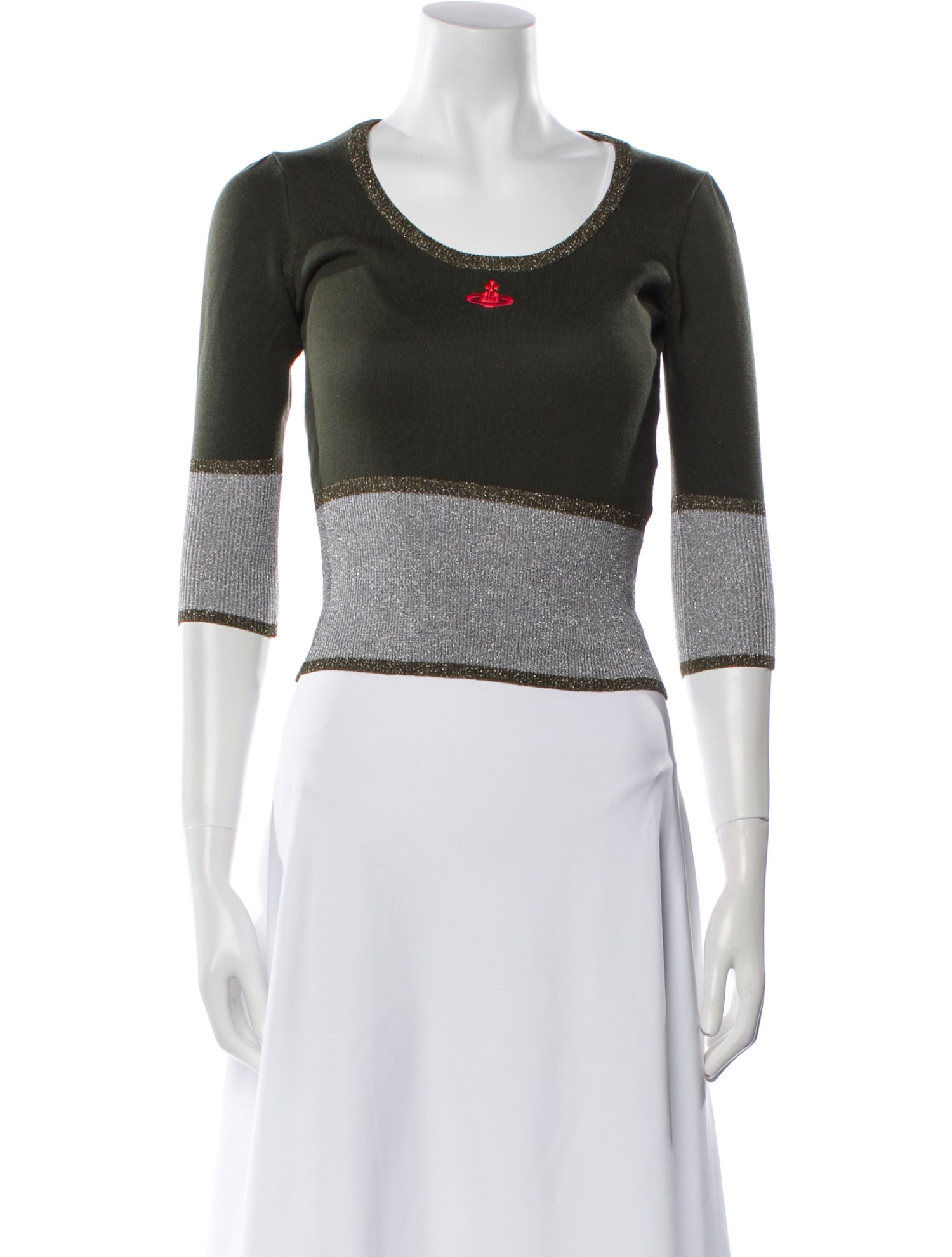 Vivienne Westwood Red Label Colorblock Pattern Scoop Neck Crop Top