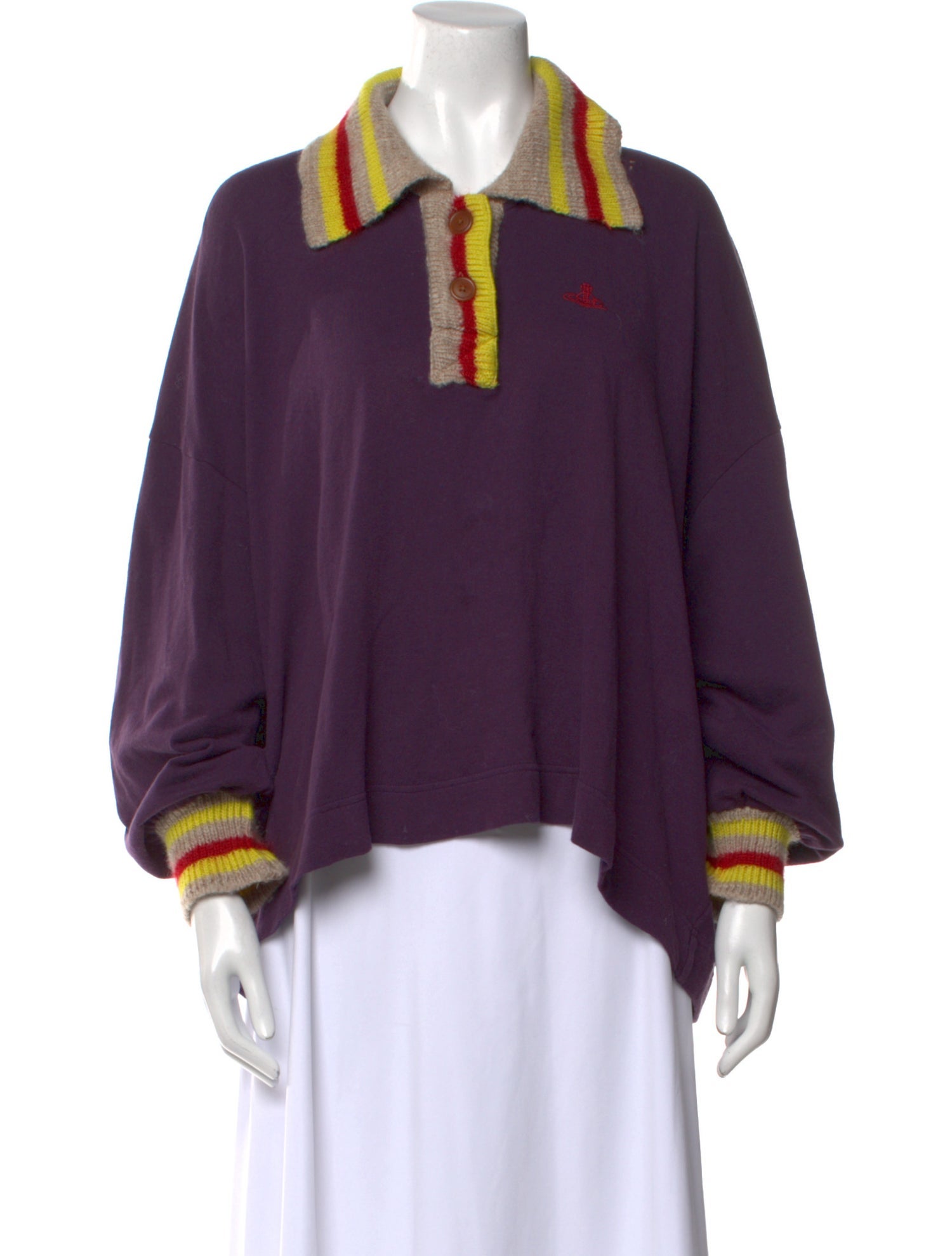 Vivienne Westwood Red Label Colorblock Pattern Long Sleeve Blouse