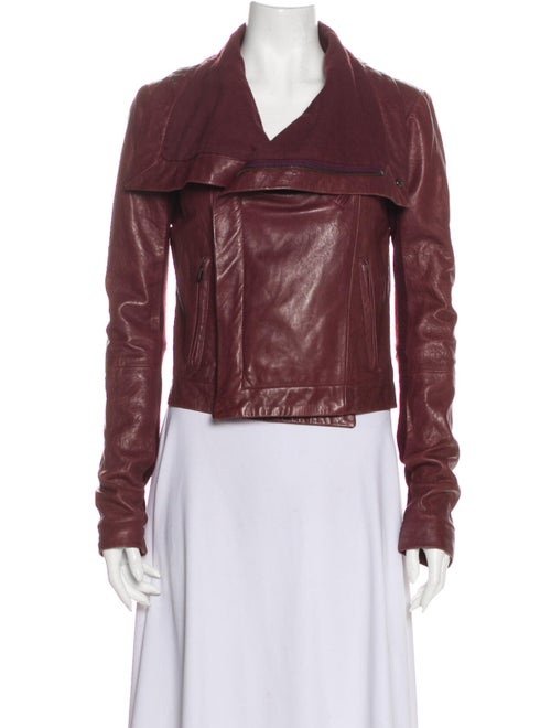 Veda Leather Biker Jacket Red