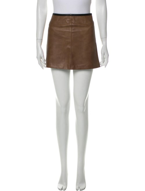 Veda Leather Mini Skirt Brown