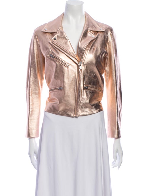 Veda Leather Biker Jacket Orange