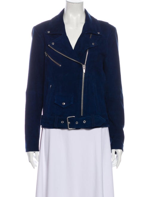 Veda Suede Biker Jacket Blue