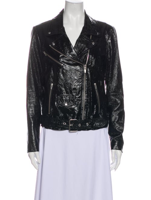 Veda Leather Biker Jacket Black