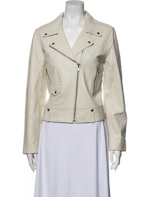 Veda Leather Biker Jacket White