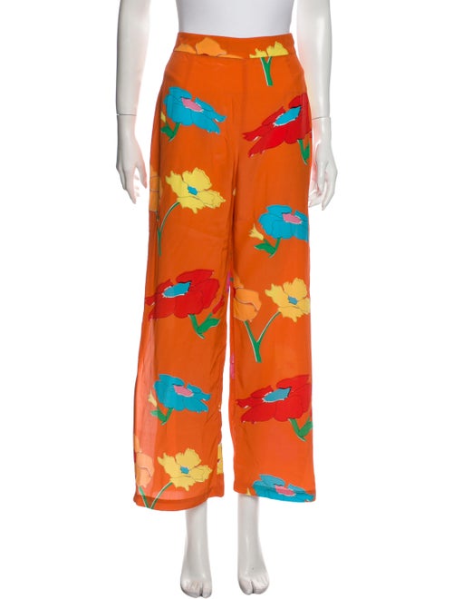 Veda Silk Wide Leg Pants Orange