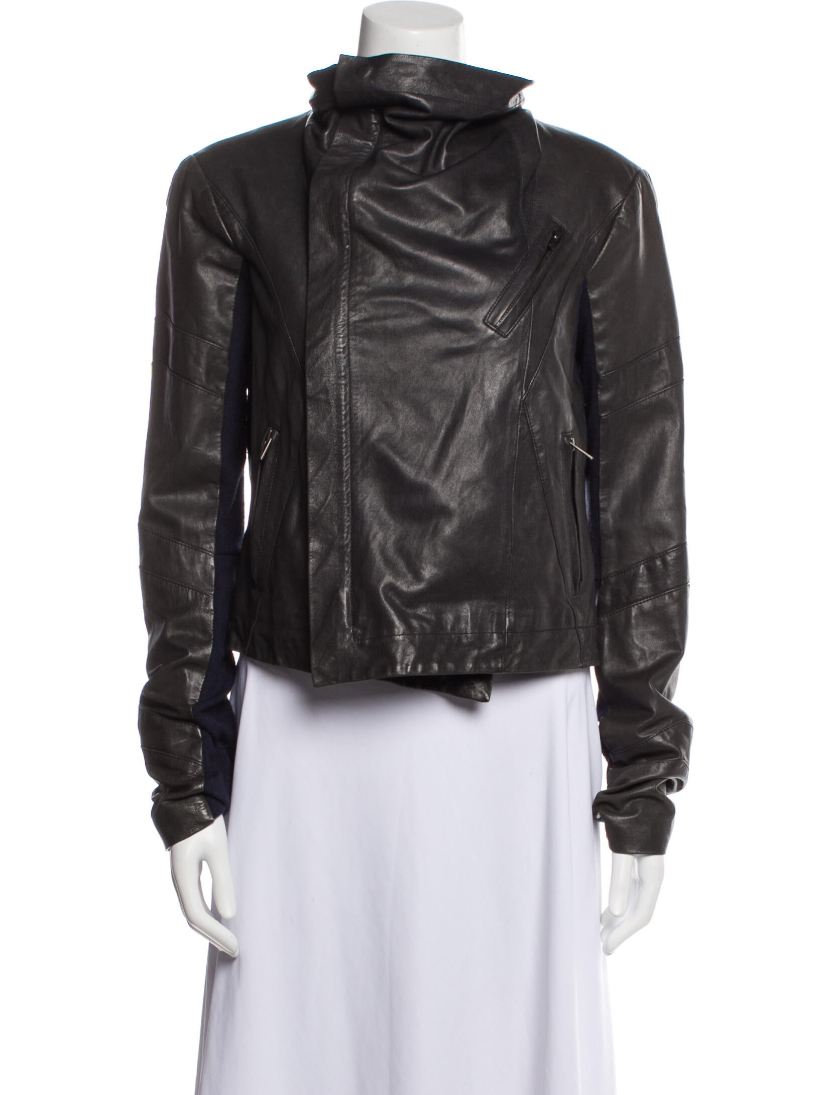 veda park tie waist leather jacket