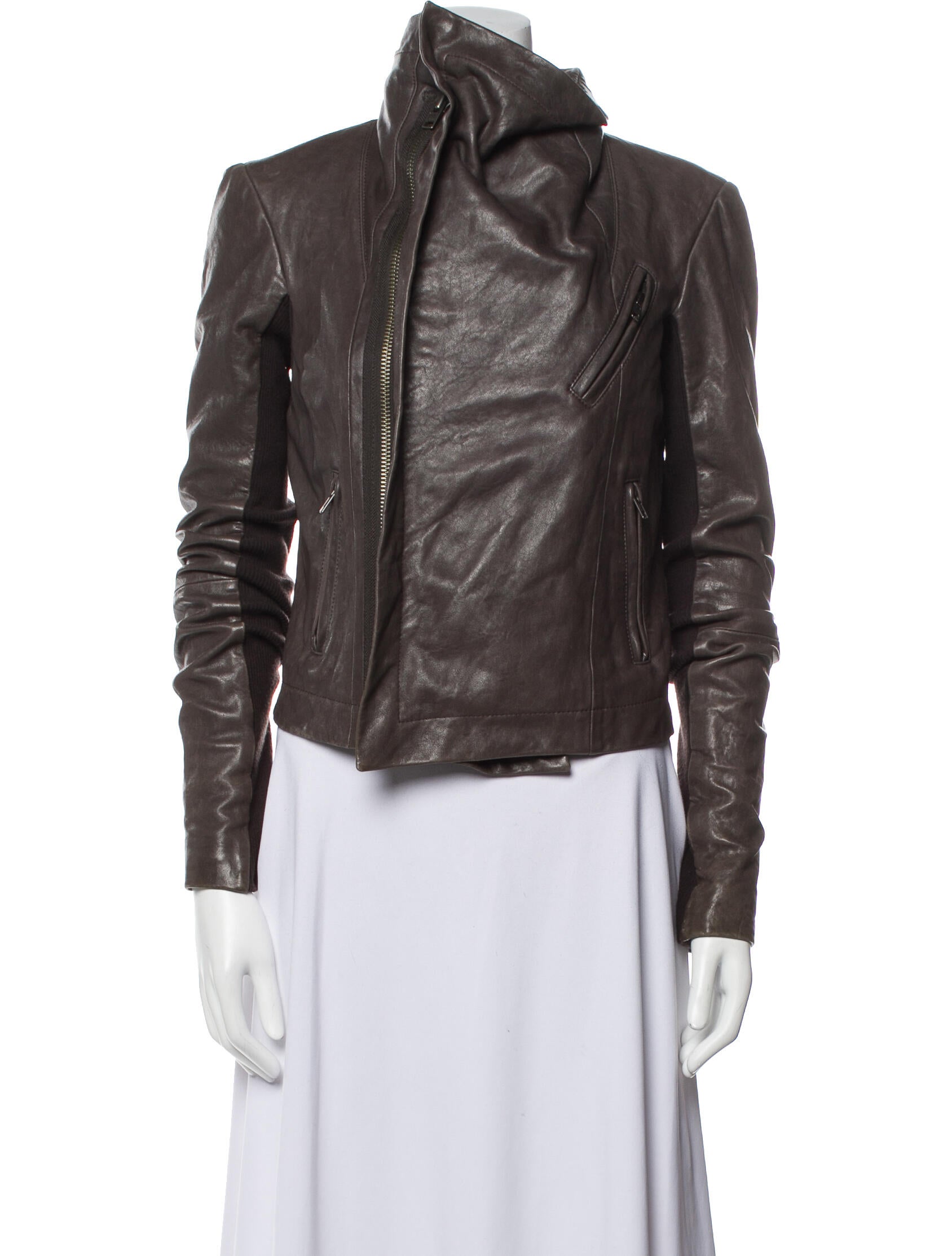 veda park tie waist leather jacket