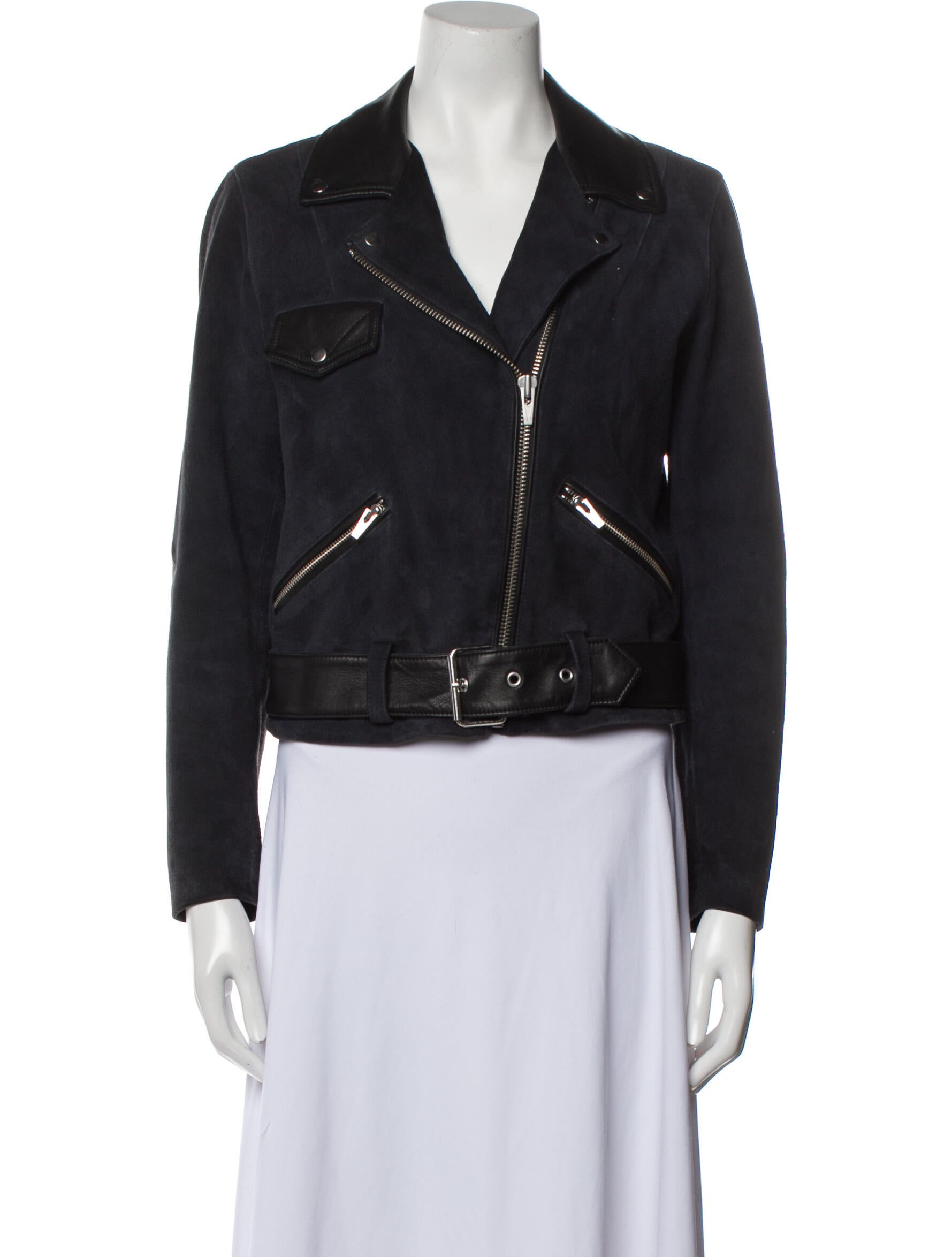 Veda Suede Biker Jacket Blue Jackets, Clothing WV326460 The RealReal