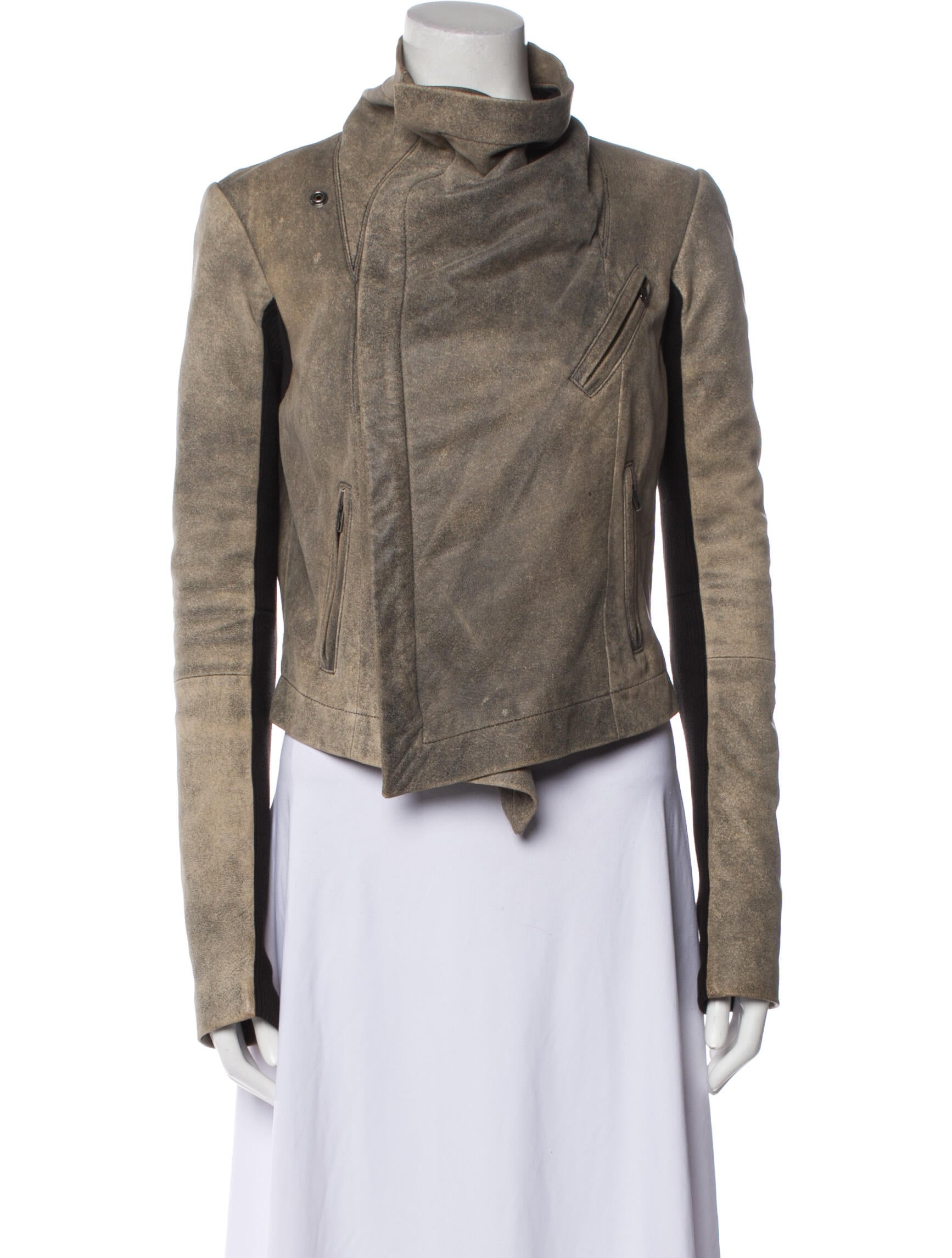 veda park tie waist leather jacket