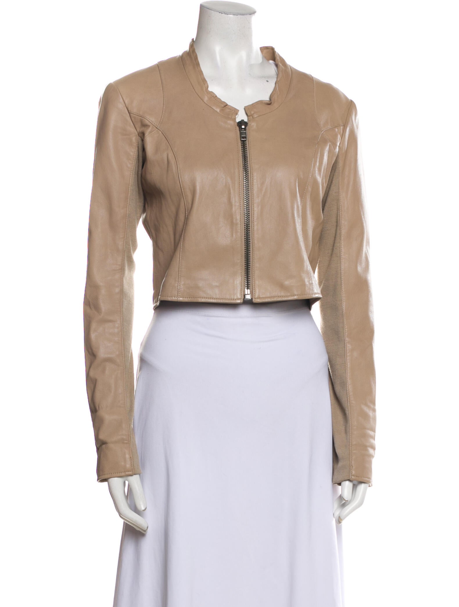 veda park tie waist leather jacket
