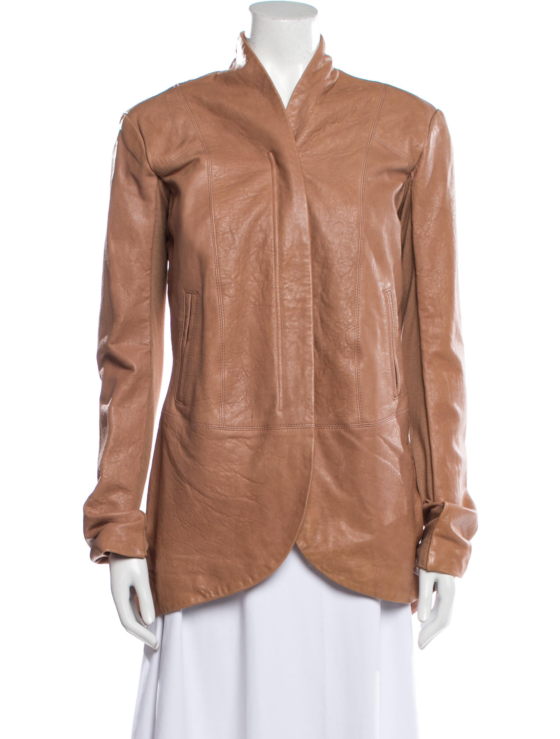veda park tie waist leather jacket