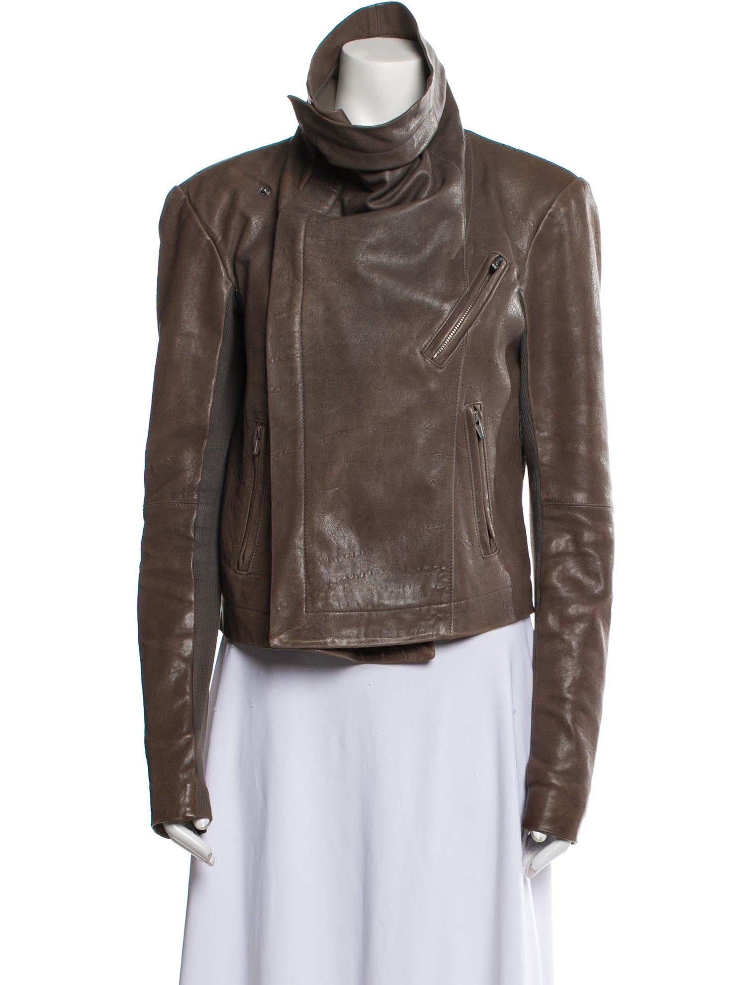 veda park tie waist leather jacket