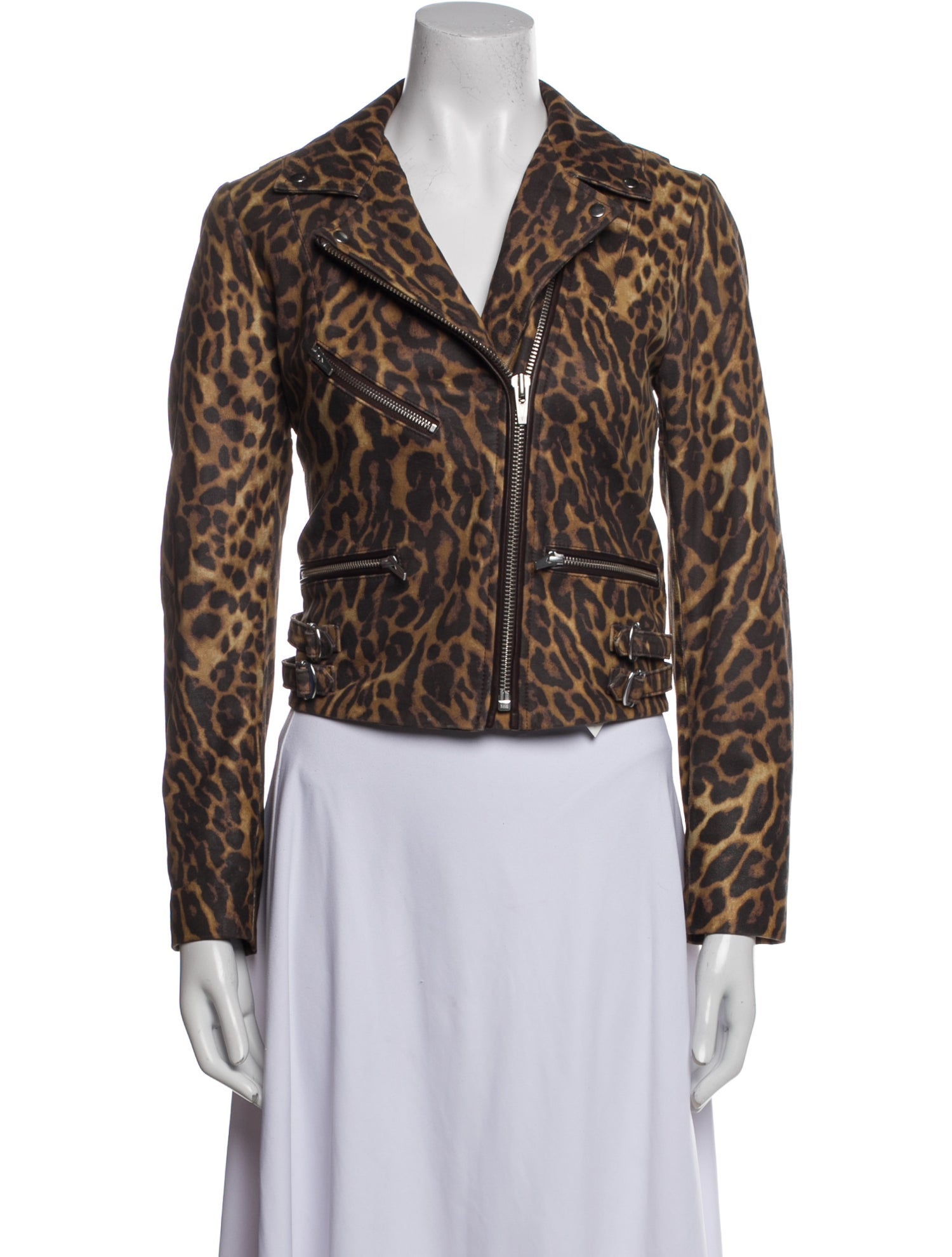 Veda Leather Animal Print Blazer
