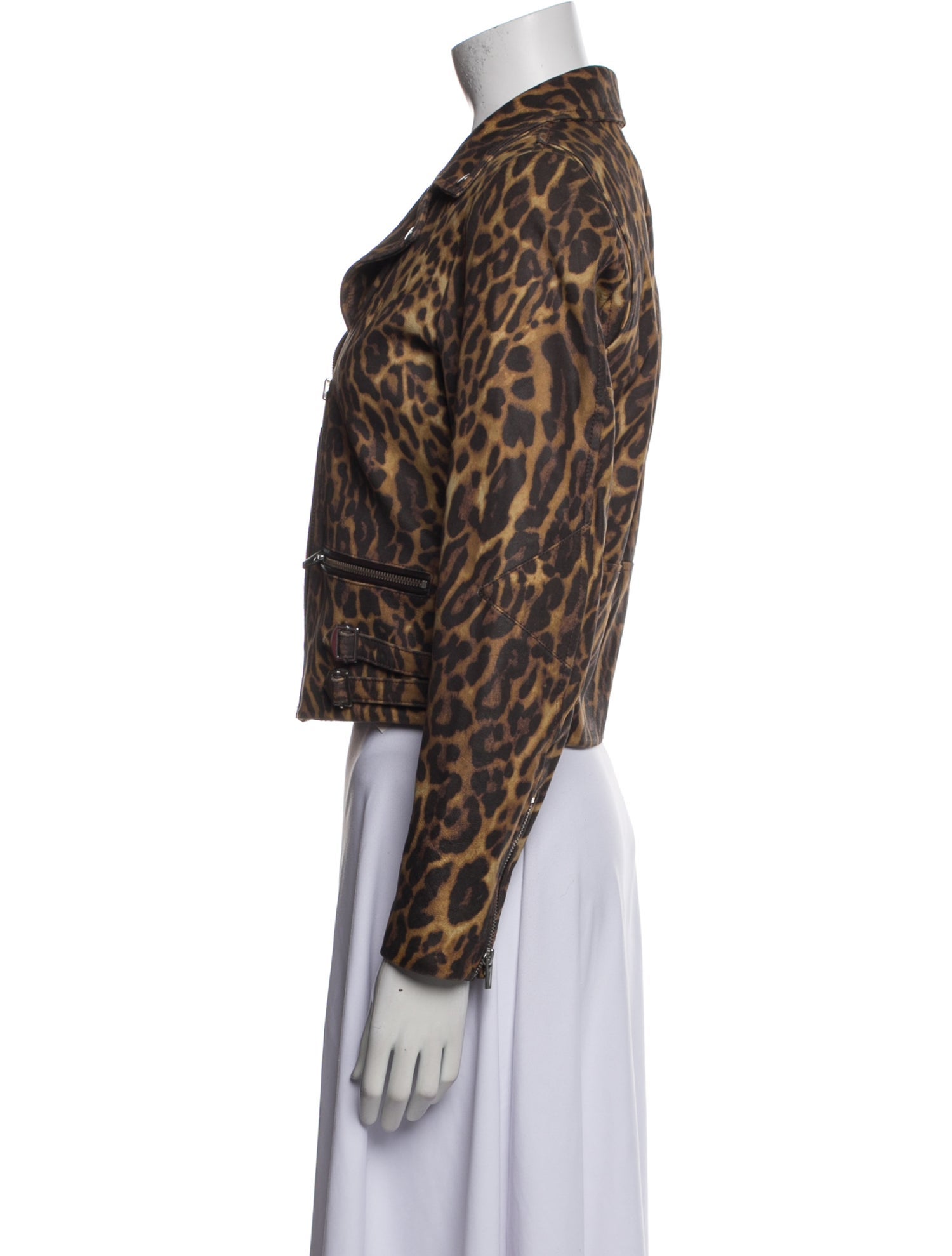 Veda Leather Animal Print Blazer