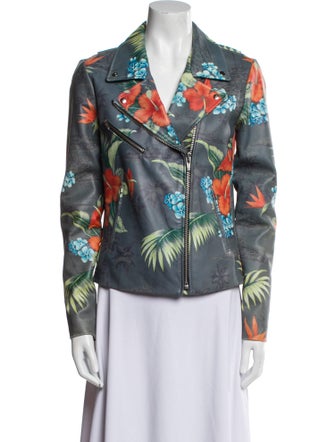 Veda Leather Floral Print Jacket