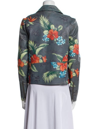 Veda Leather Floral Print Jacket