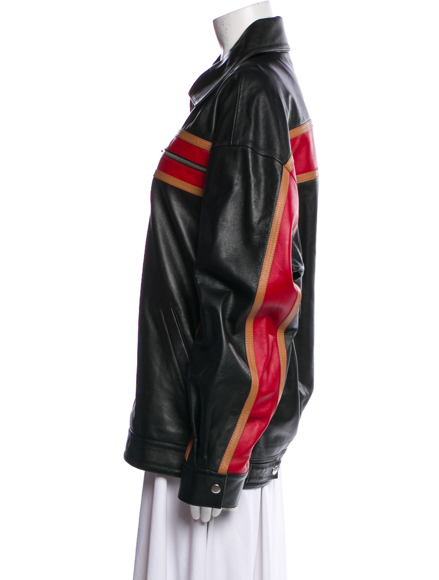 Veda Leather Colorblock Pattern Jacket