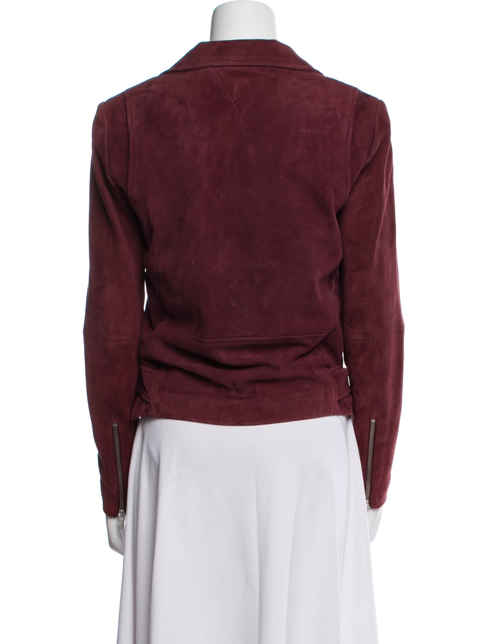 Veda Suede Biker Jacket Burgundy Pointed Collar - image 3