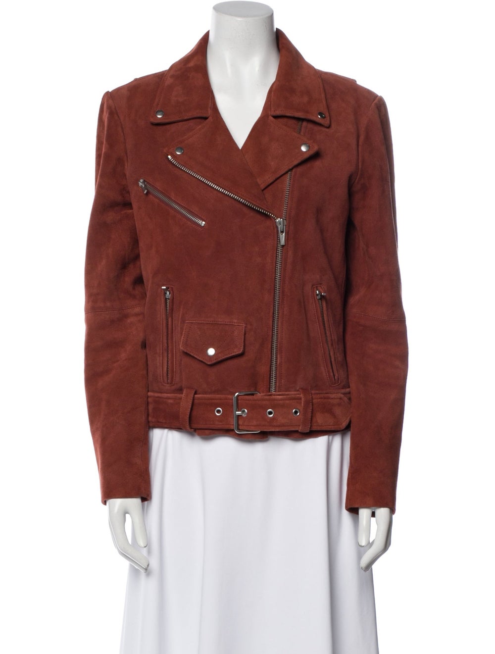 Veda Suede Biker Jacket Red Pointed Collar - image 1