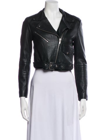 Pre-owned Veda Leather Biker Jacket In Black