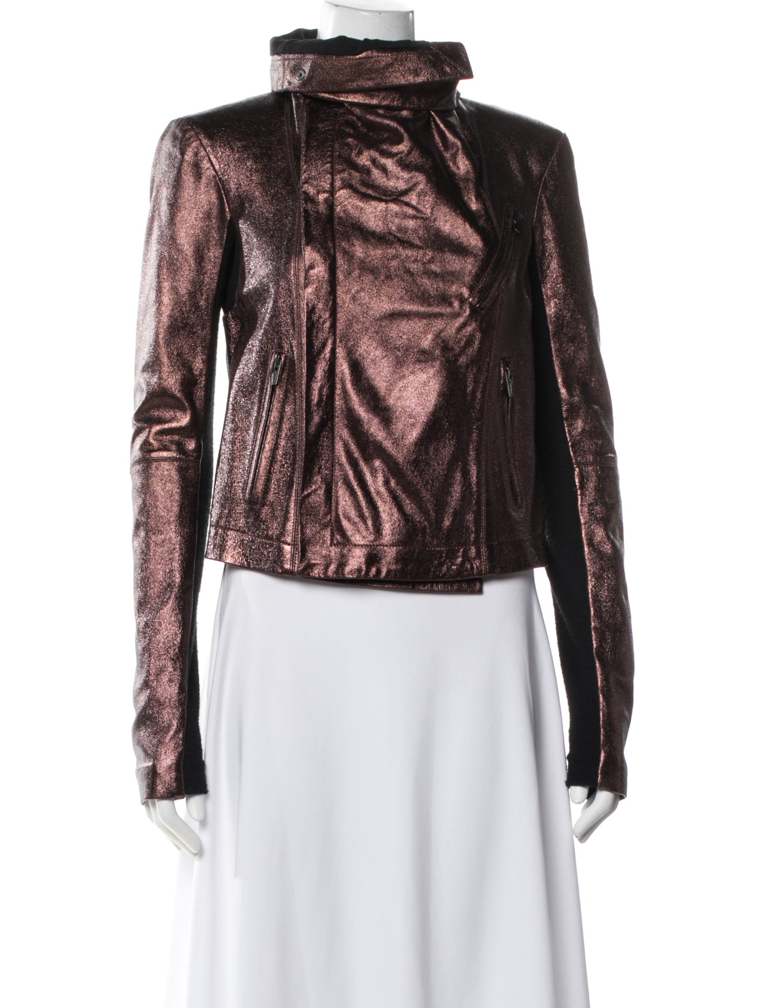 Veda Leather Printed Biker Jacket