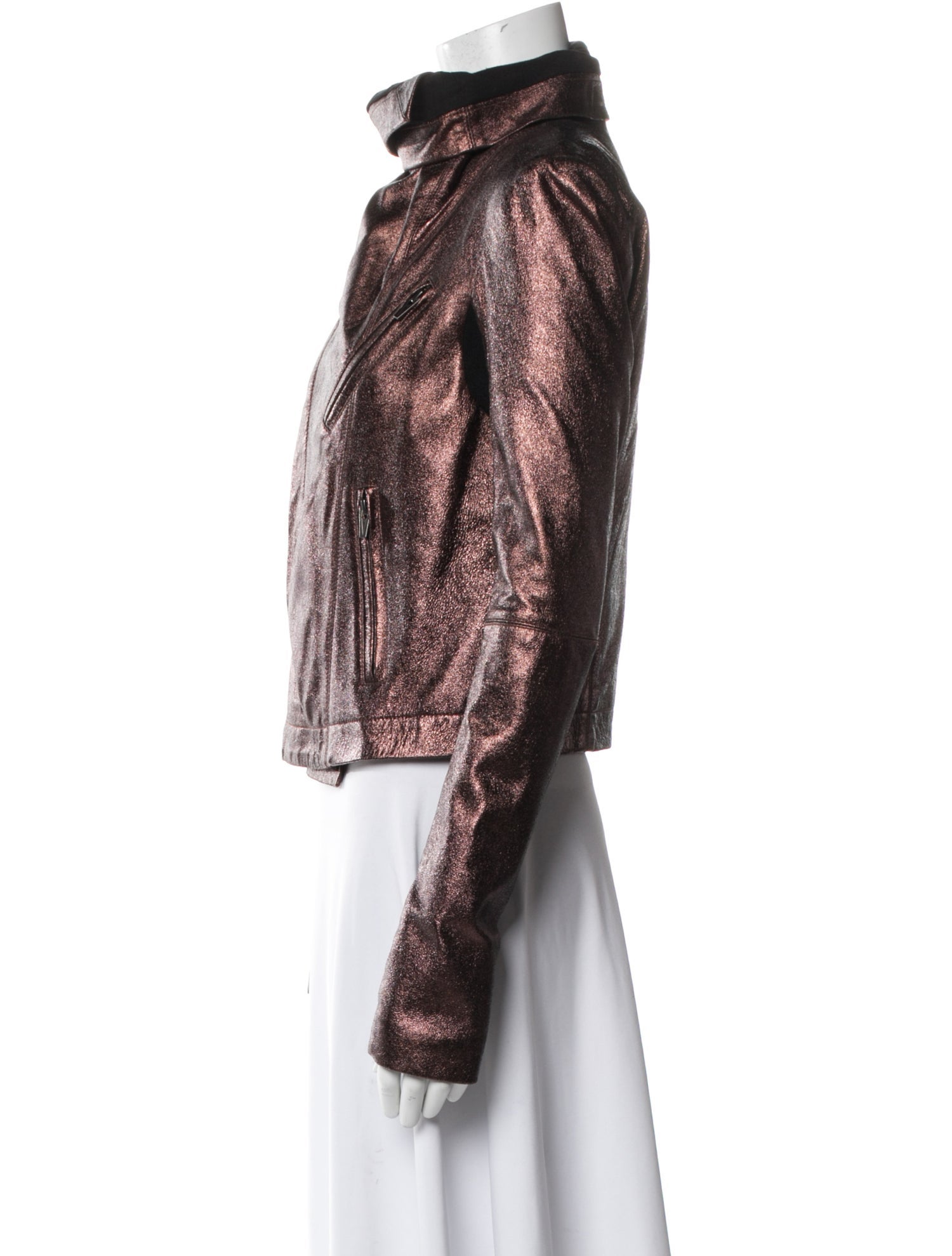 Veda Leather Printed Biker Jacket
