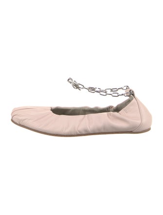 Vic Matie Leather Chain-Link Accents Ballet Flats