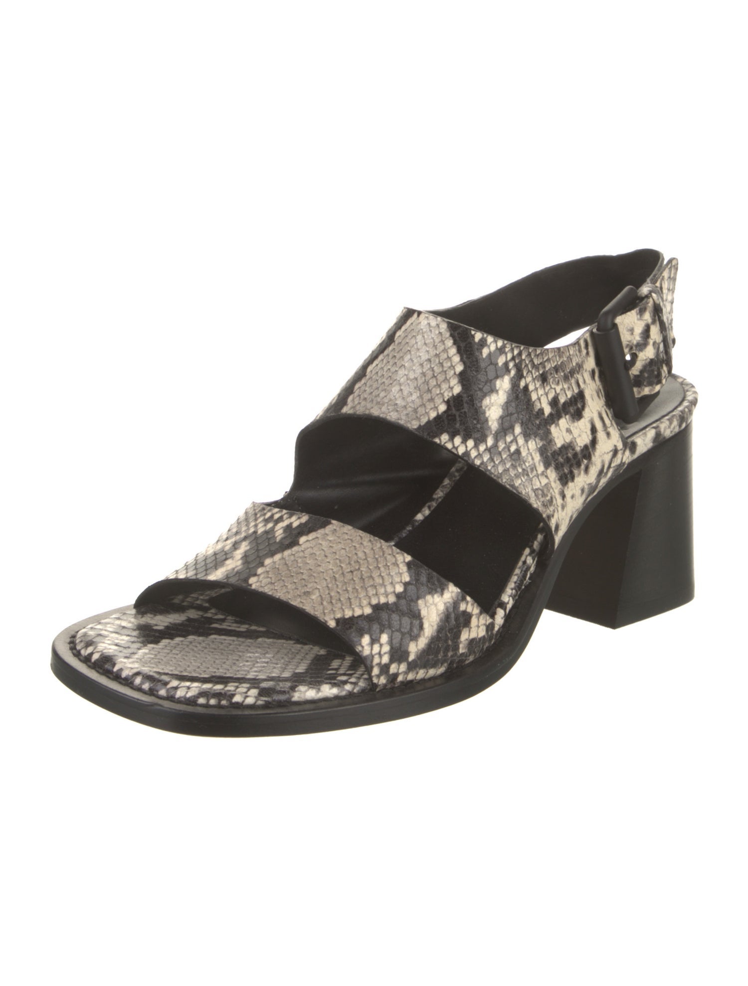 Vic Matie Embossed Leather Animal Print Slingback Sandals