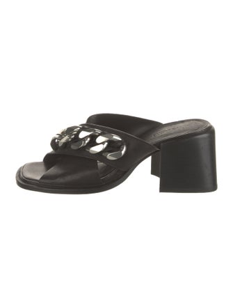 Vic Matie Leather Chain-Link Accents Slides