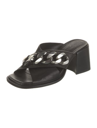 Vic Matie Leather Chain-Link Accents Slides