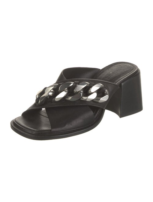 Vic Matie Leather Chain-Link Accents Slides