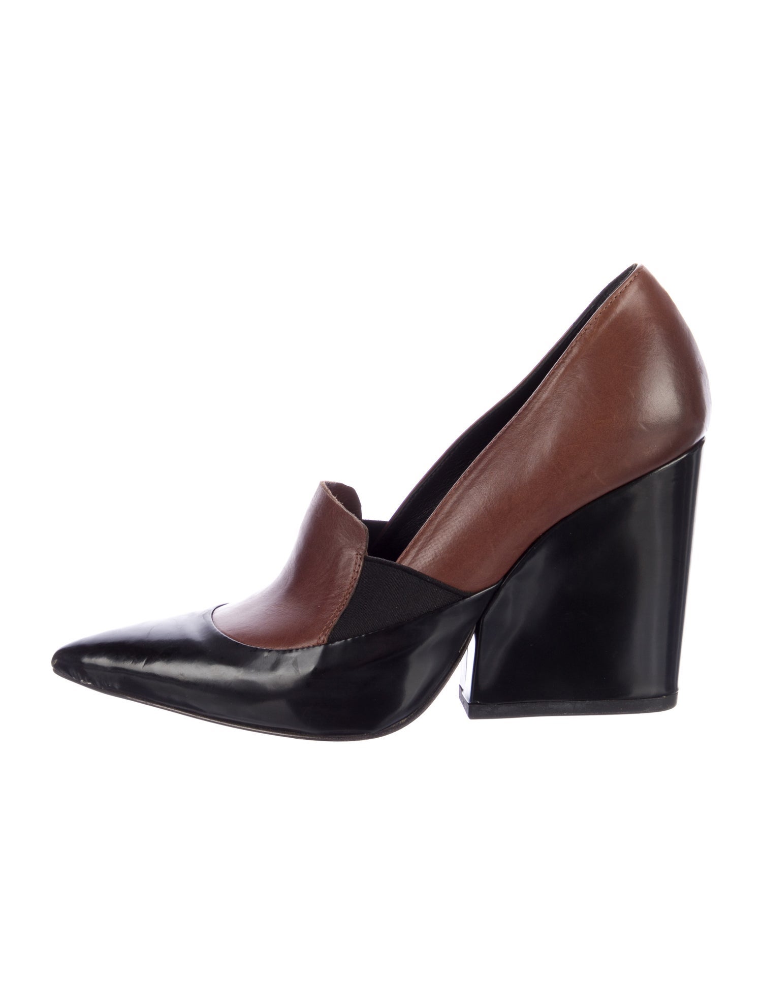 Vic Matie Leather Colorblock Pattern Pumps