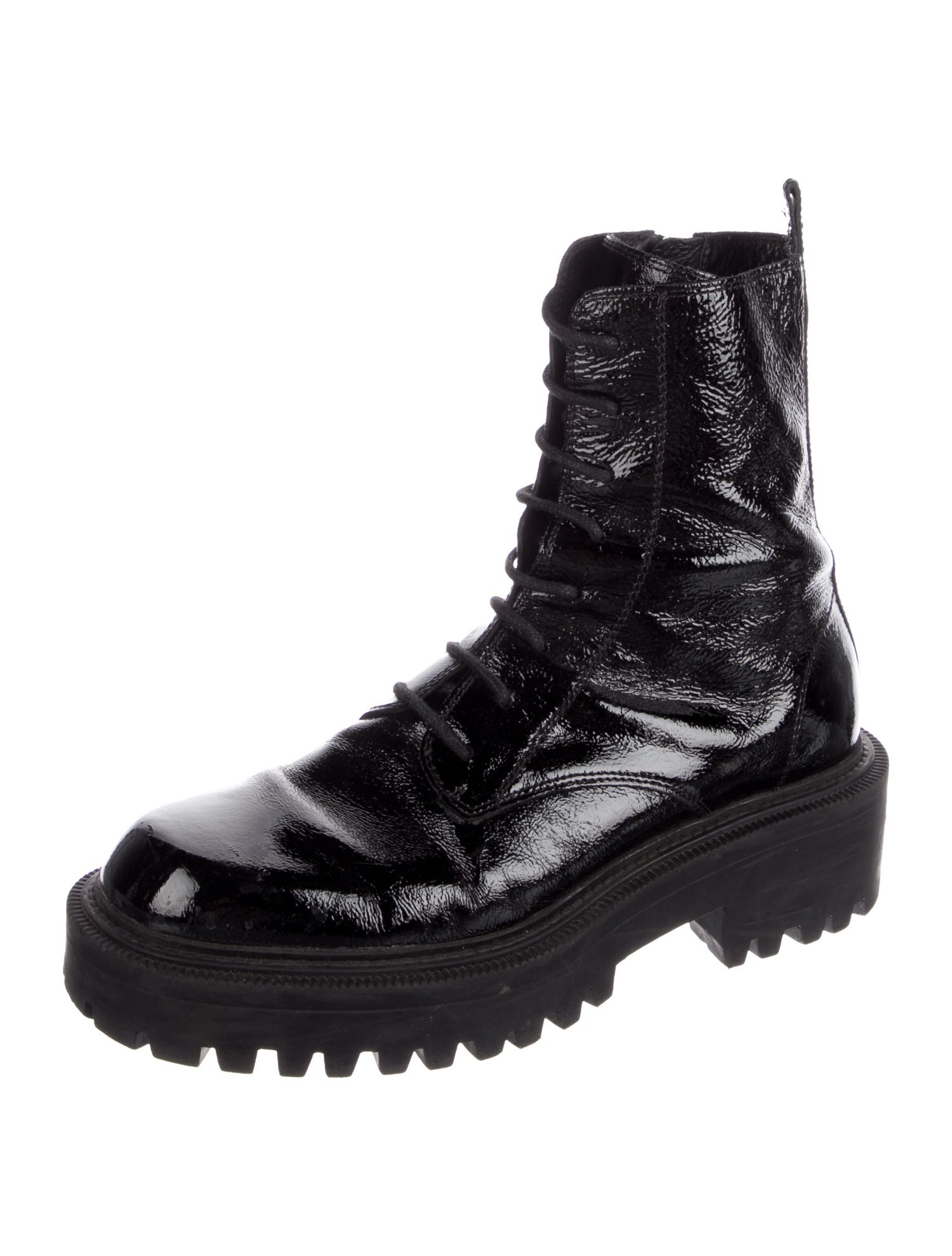 Vic Matie Patent Leather Combat Boots