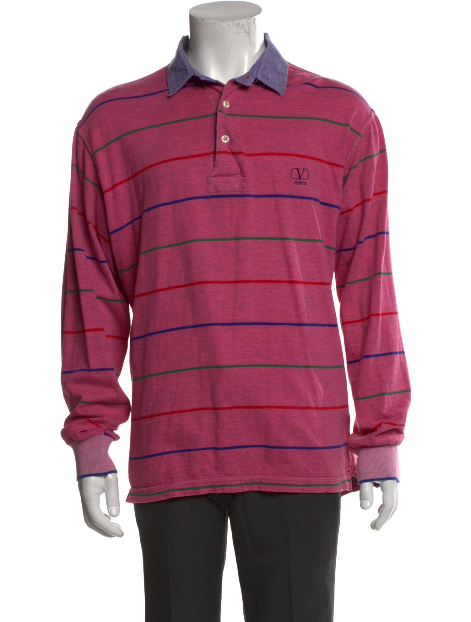 Valentino Jeans Striped Collar Polo Shirt