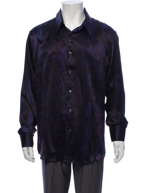 Versace Collection Printed Silk Shirt purple