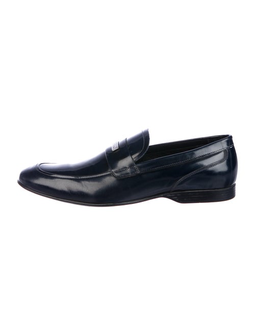 Versace Collection Leather Dress Loafers Blue