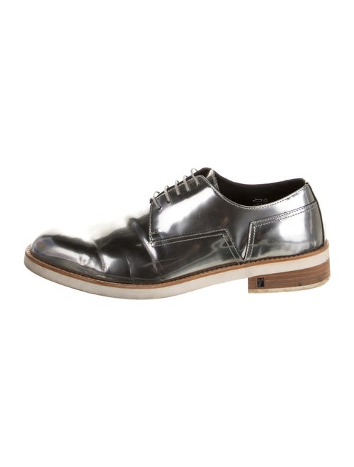 Versace Collection Patent Leather Derby Shoes Silv