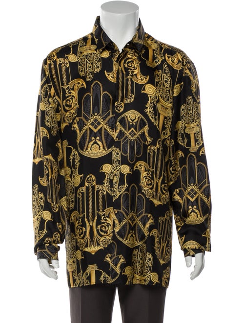 Versace Collection Silk Printed Shirt Black