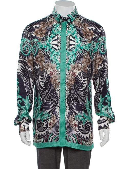 Versace Collection Silk Printed Shirt Green